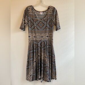 LuLaRoe Black and Nutmeg Tribal Print Nicole Dress